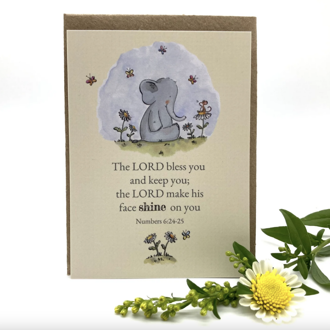 The Lord Bless You Elephant Prayer Card - Re-vived