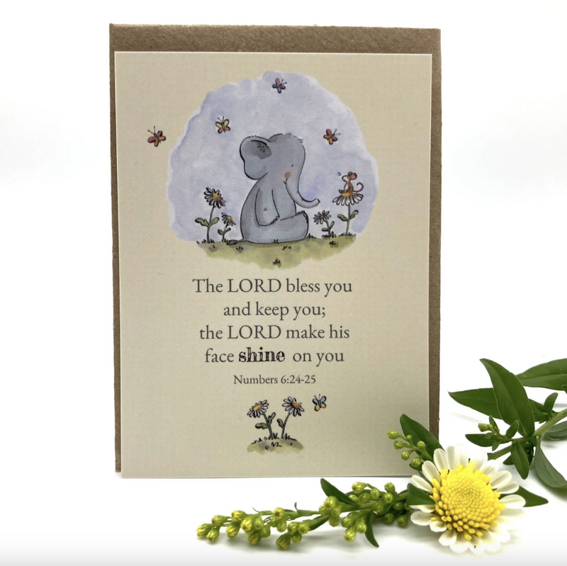 The Lord Bless You Elephant Prayer Card