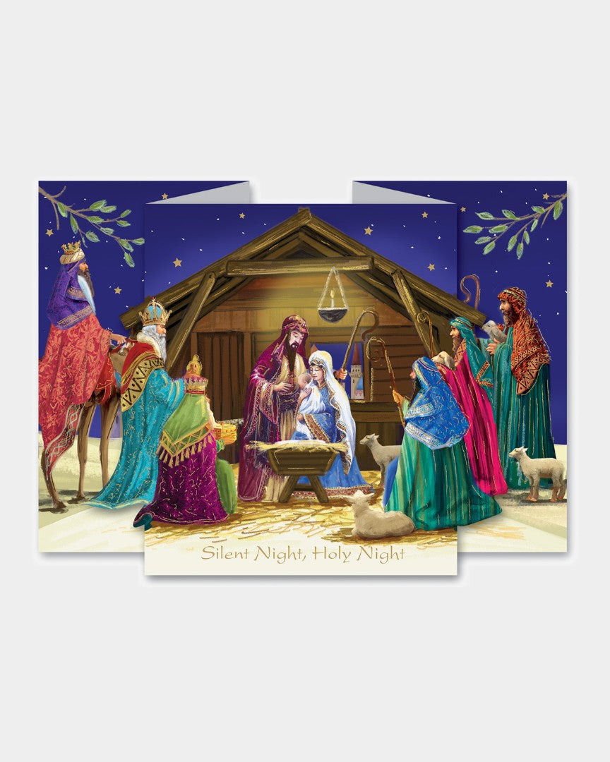 Silent Night Tri-Fold Christmas Cards - Pack of 10 - Re-vived