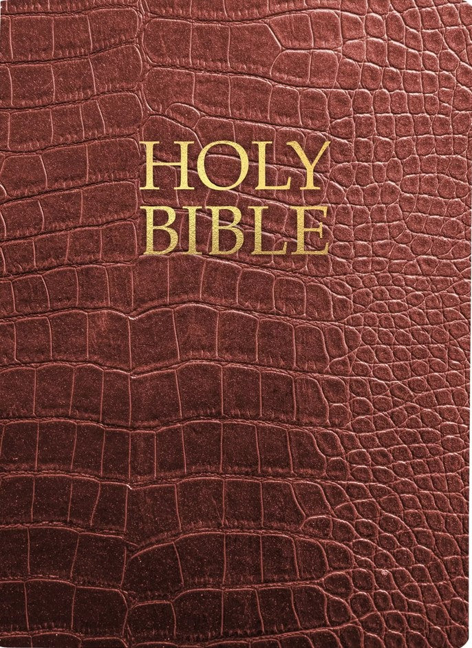 KJVER Holy Bible, Large Print, Walnut Alligator Leather - Re-vived