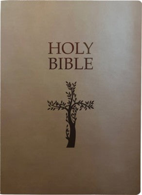 KJVER Holy Bible Cross Design, Large Print, Coffee - Re-vived