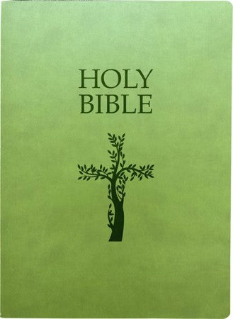 KJVER Holy Bible, Cross Design, Large Print, Olive - Re-vived