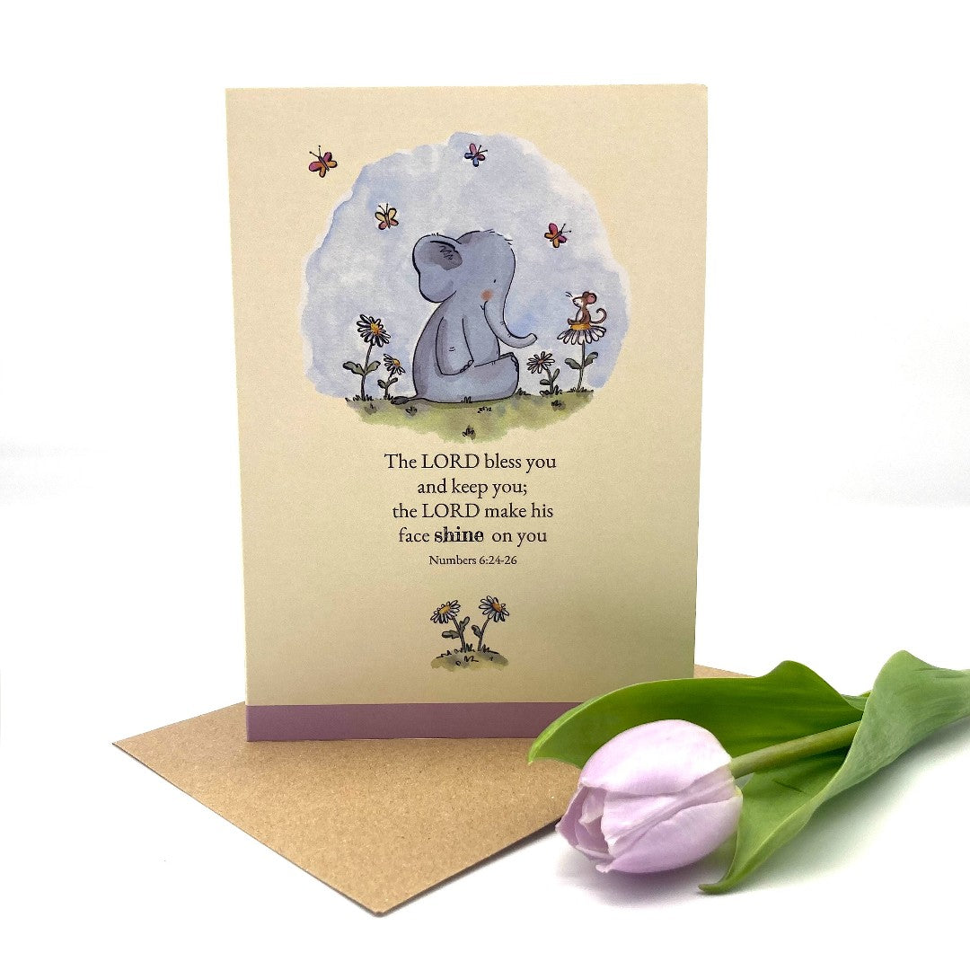 The Lord Bless You Elephant Card - Re-vived
