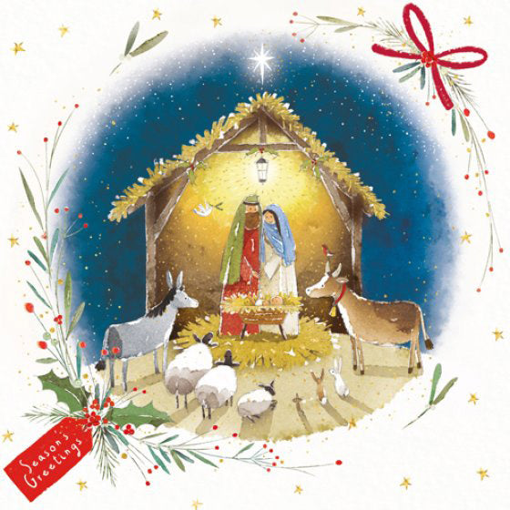 Christmas Cards: Nativity Scene (Pack Of 4)