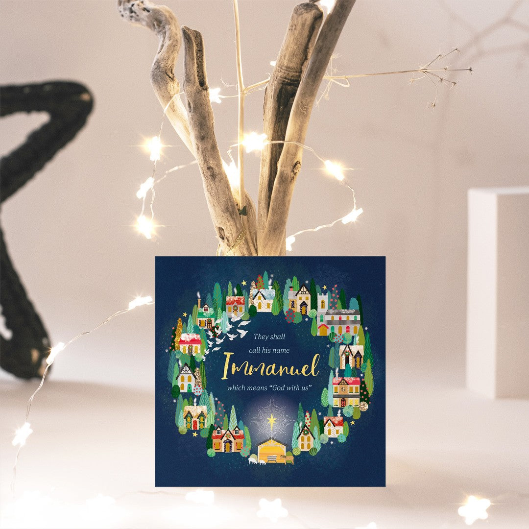 Compassion Charity Christmas Cards: Immanuel/Town (10pk) - Re-vived