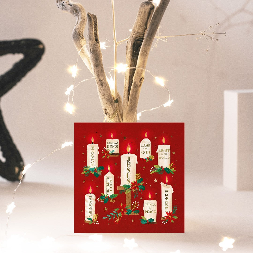 Compassion Charity Christmas Cards: Names/Candles (10pk) - Re-vived
