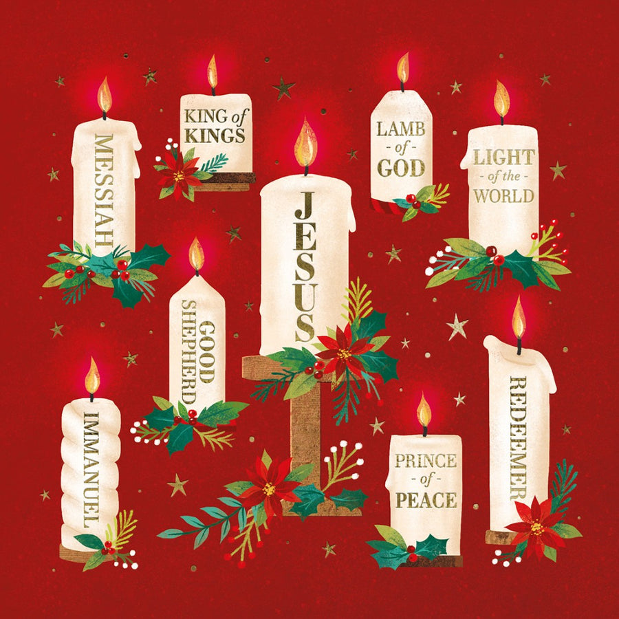 Compassion Charity Christmas Cards: Names/Candles (10pk) - Re-vived