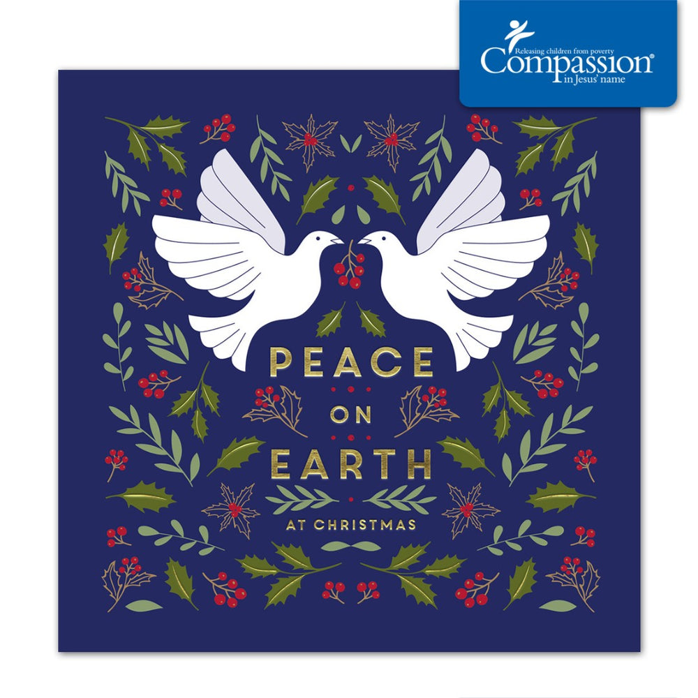 Compassion Charity Christmas Cards: Peace Doves (Pack Of 10) - Re-vived