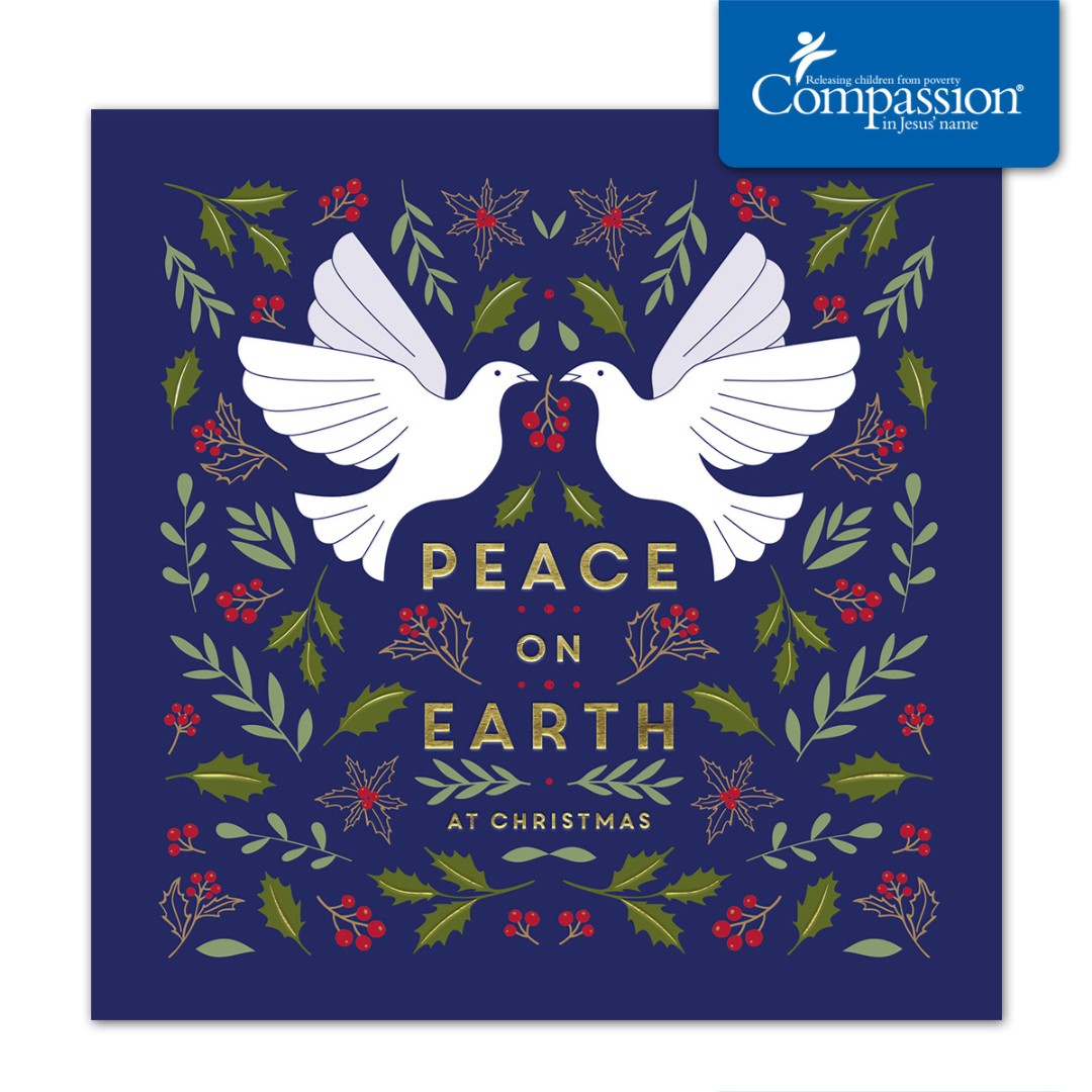 Compassion Charity Christmas Cards: Peace Doves (Pack Of 10) - Re-vived