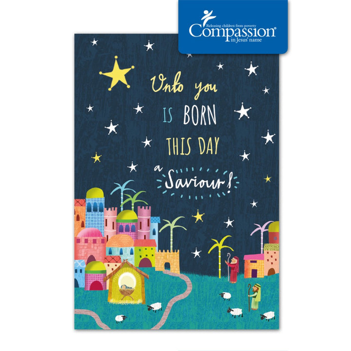 Compassion Charity Christmas Cards: A Saviour Is Born (10pk) - Re-vived
