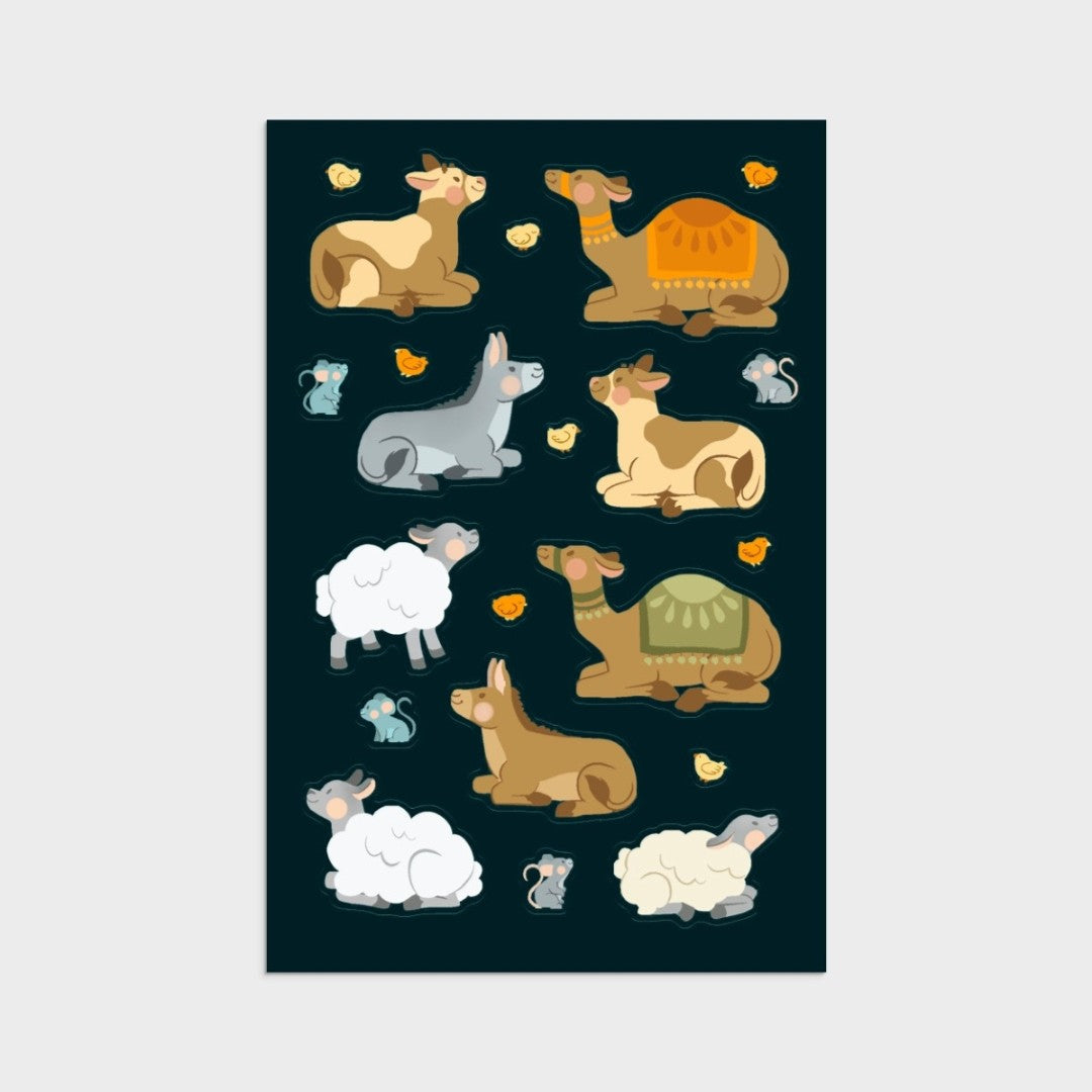 Nativity Sticker Christmas Cards, 8 Christmas Sticker Sheets