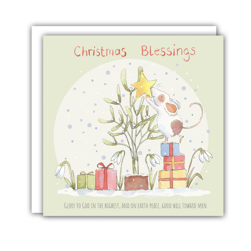 Mistletoe Mouse (Blank Inside) Christmas Cards (Pack of 5)