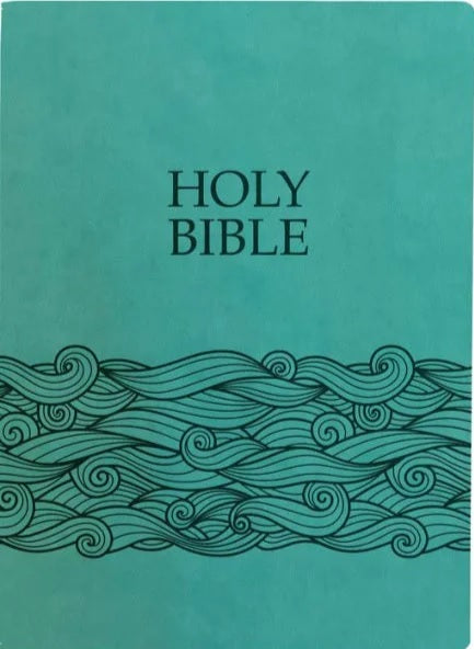KJV Holy Bible, Wave Design, Large Print, Coastal Blue