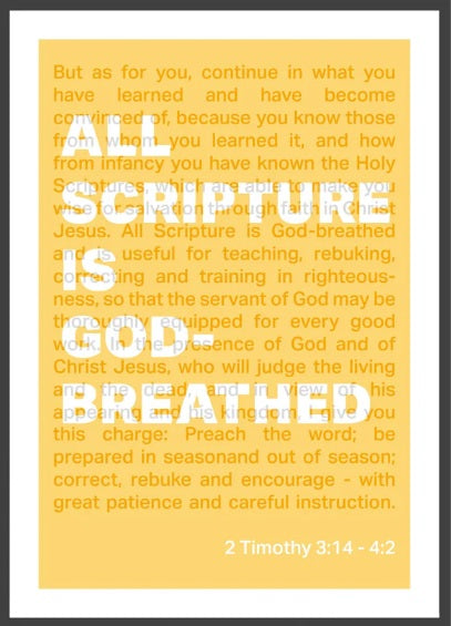 All Scripture Is God Breathed - 2 Timothy 3:16 A3 - Yellow - Re-vived