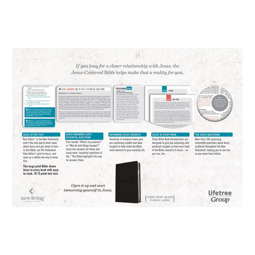 NLT Jesus Centered Bible, Black, Large Print - Re-vived