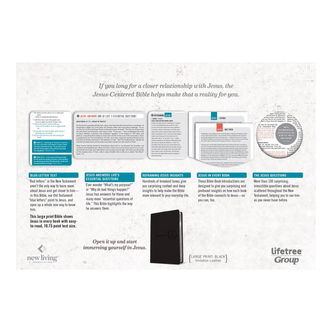 NLT Jesus Centered Bible, Black, Large Print - Re-vived