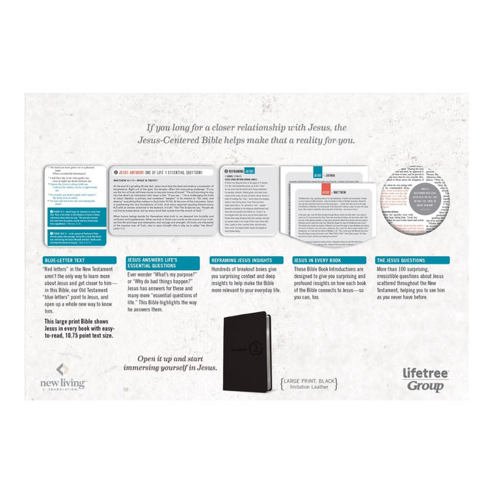NLT Jesus Centered Bible, Black, Large Print - Re-vived