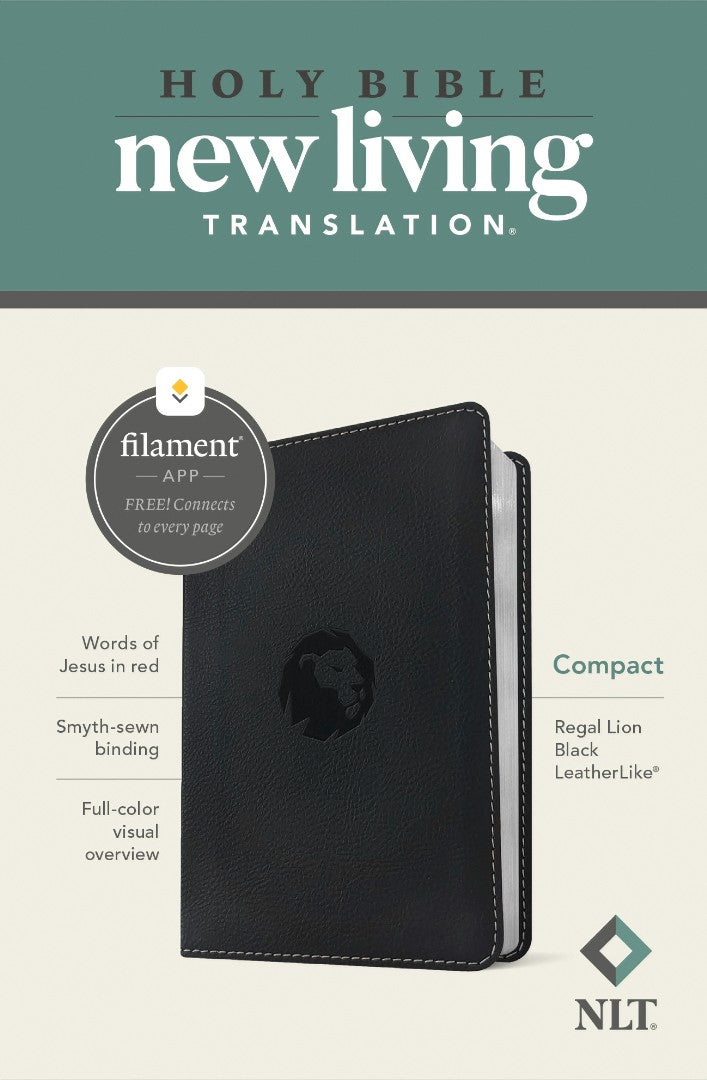 NLT Compact Bible, Filament Edition, Lion Black, Red Letter - Re-vived
