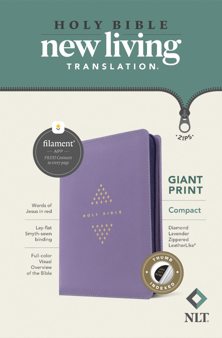 NLT Compact Giant Print Zipper Bible, Filament Edition - Re-vived
