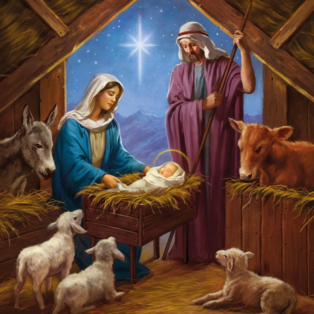 In A Manger Christmas Cards - Pack Of 10 - Re-vived