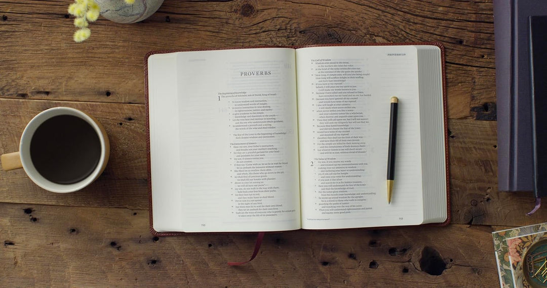 ESV Single Column Journaling Bible, Chestnut, Leaves - Re-vived