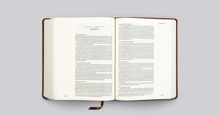 ESV Single Column Journaling Bible, Chestnut, Leaves - Re-vived