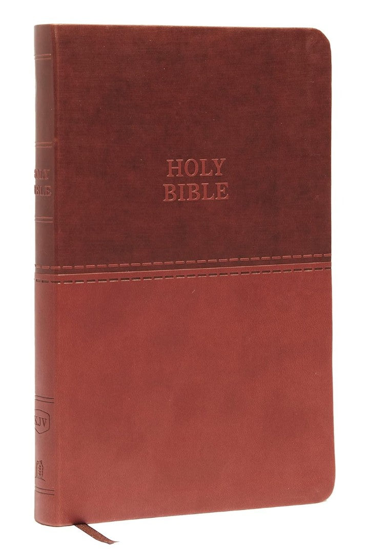 KJV Holy Bible Value Thinline, Brown Leathersoft, Red Letter