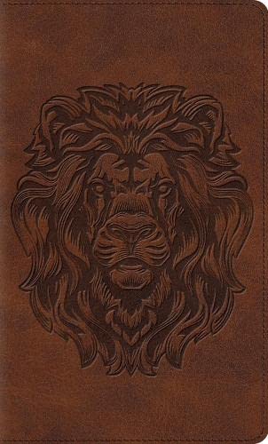ESV Thinline Bible, Red Letter, Brown, Royal Lion Design