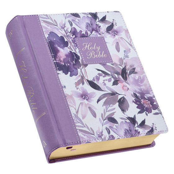 Purple Floral Faux Leather Hardcover Note-Taking Bible