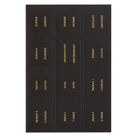 Black And Gold Peel-And-Stick Bible Indexing Tabs - Re-vived