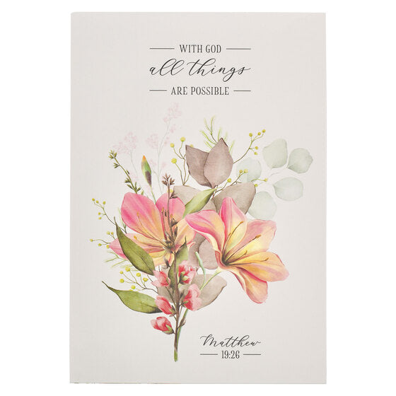 All Things Are Possible Blue Floral Notepad -  Matthew 19:26