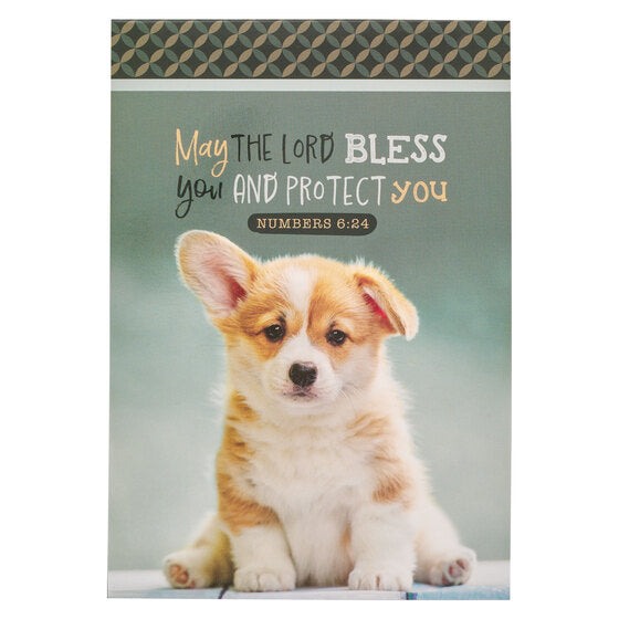 May The Lord Bless You Green Puppy Notepad - Numbers 6:24