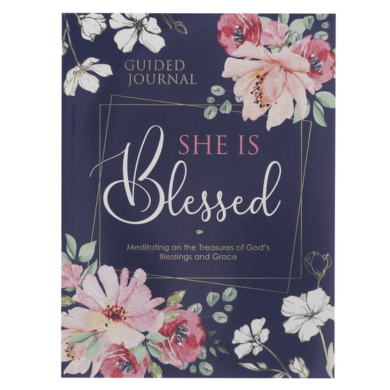 She Is Blessed Navy Floral Guided Journal