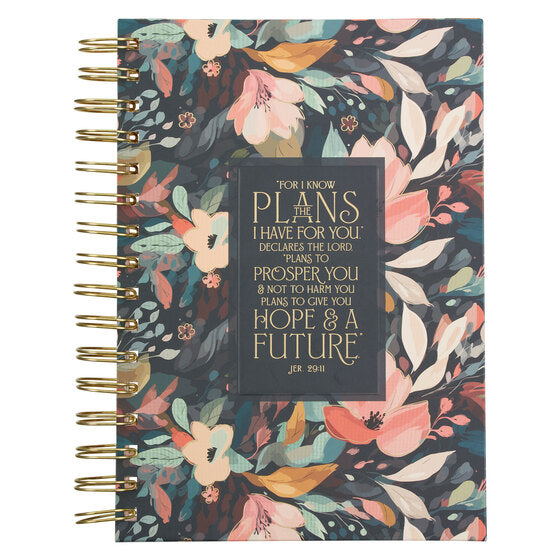 Hope And A Future Midnight Botanical Large Wirebound Journal