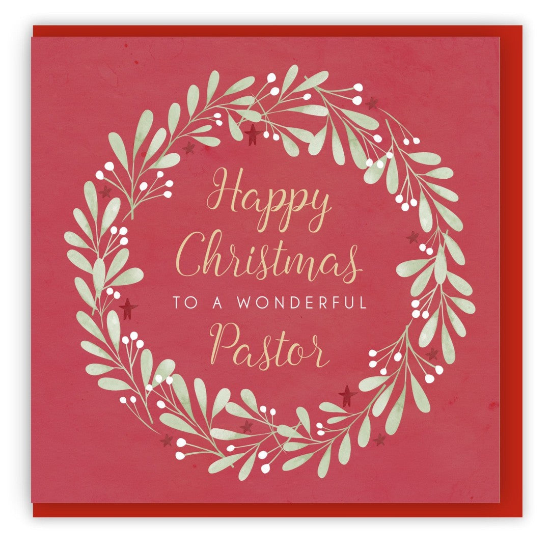 Happy Christmas To A Wonderful Pastor Single Christmas Card