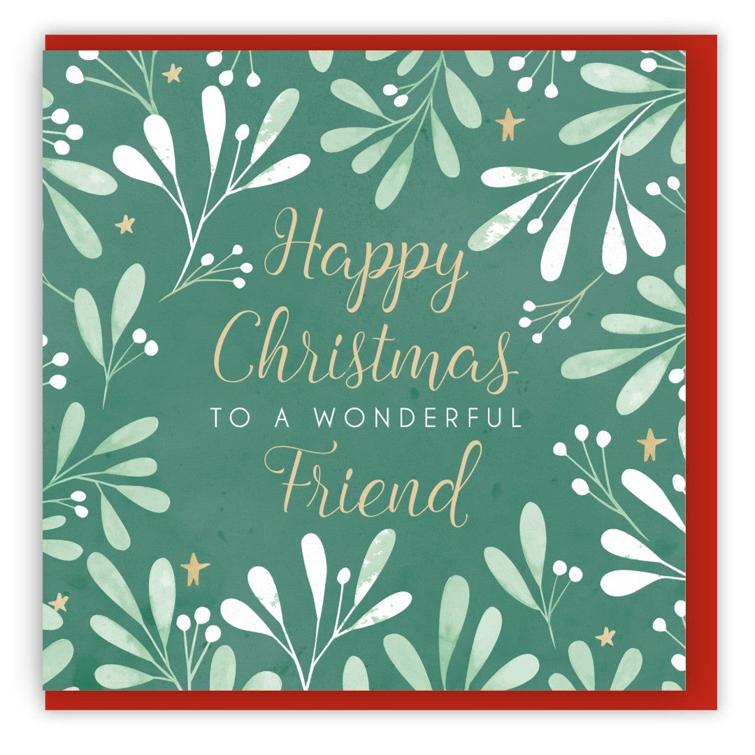 Happy Christmas To A Wonderful Friend Single Christmas Card