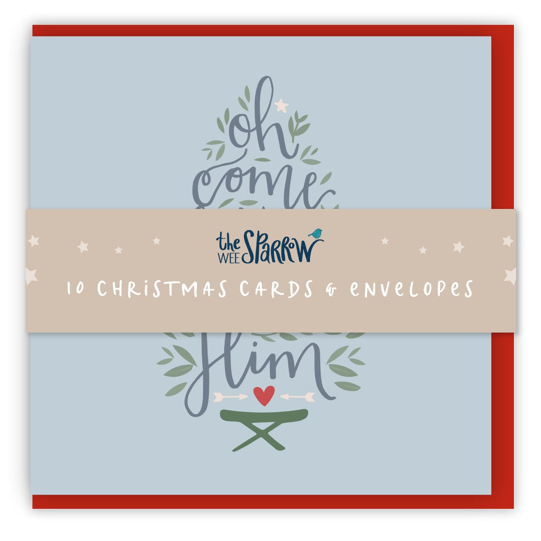 Oh Come Let Us Adore Him Christmas Cards - 10 Pack