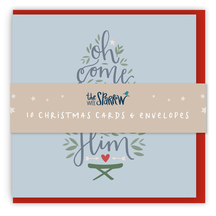 Oh Come Let Us Adore Him Christmas Cards - 10 Pack