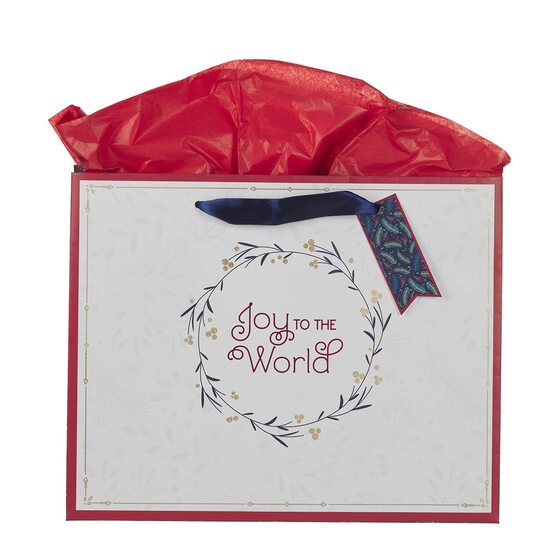 Large Gift Bag: Joy To The World (White)