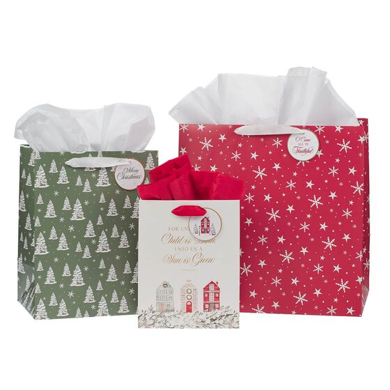 Home for Christmas 3-Piece Gift Bag Set