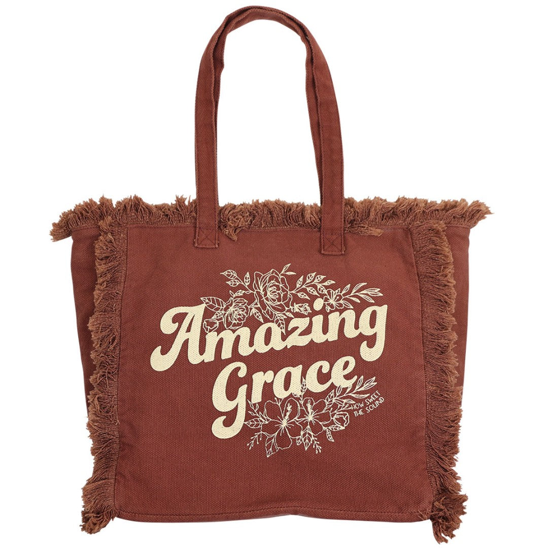 Amazing Grace Canvas Fringe Tote