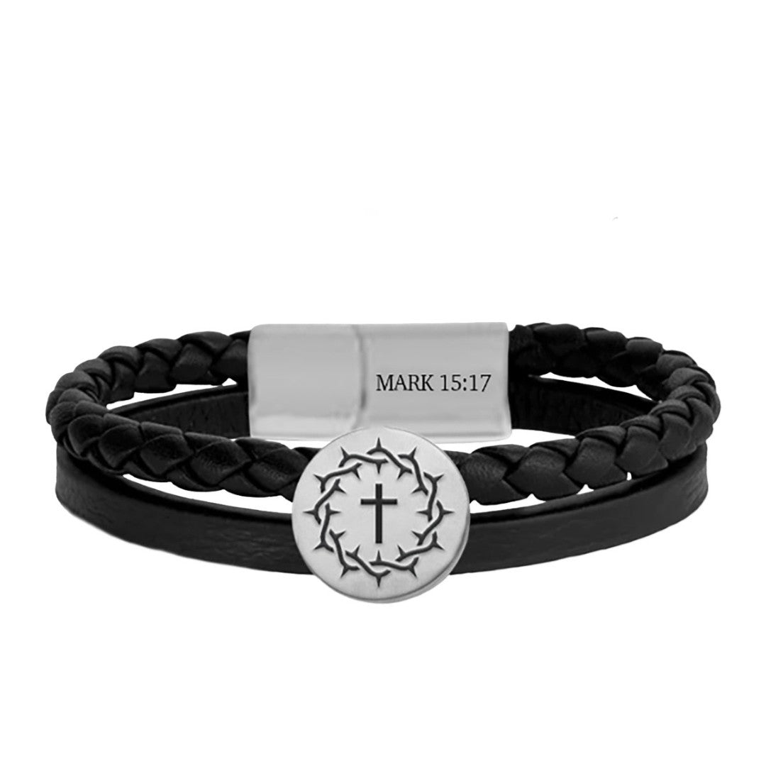 Crown Cross Braided Metal Bracelet