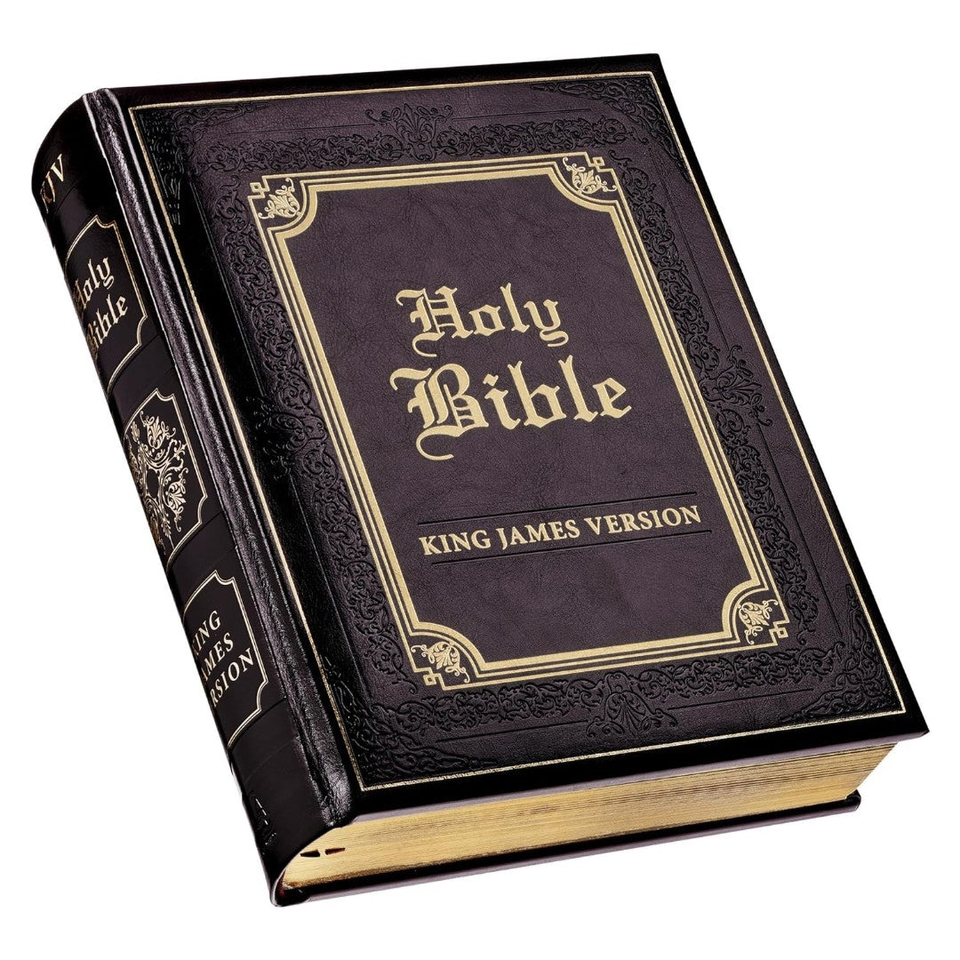 Dark Brown Faux Leather Hardcover King James Version Family