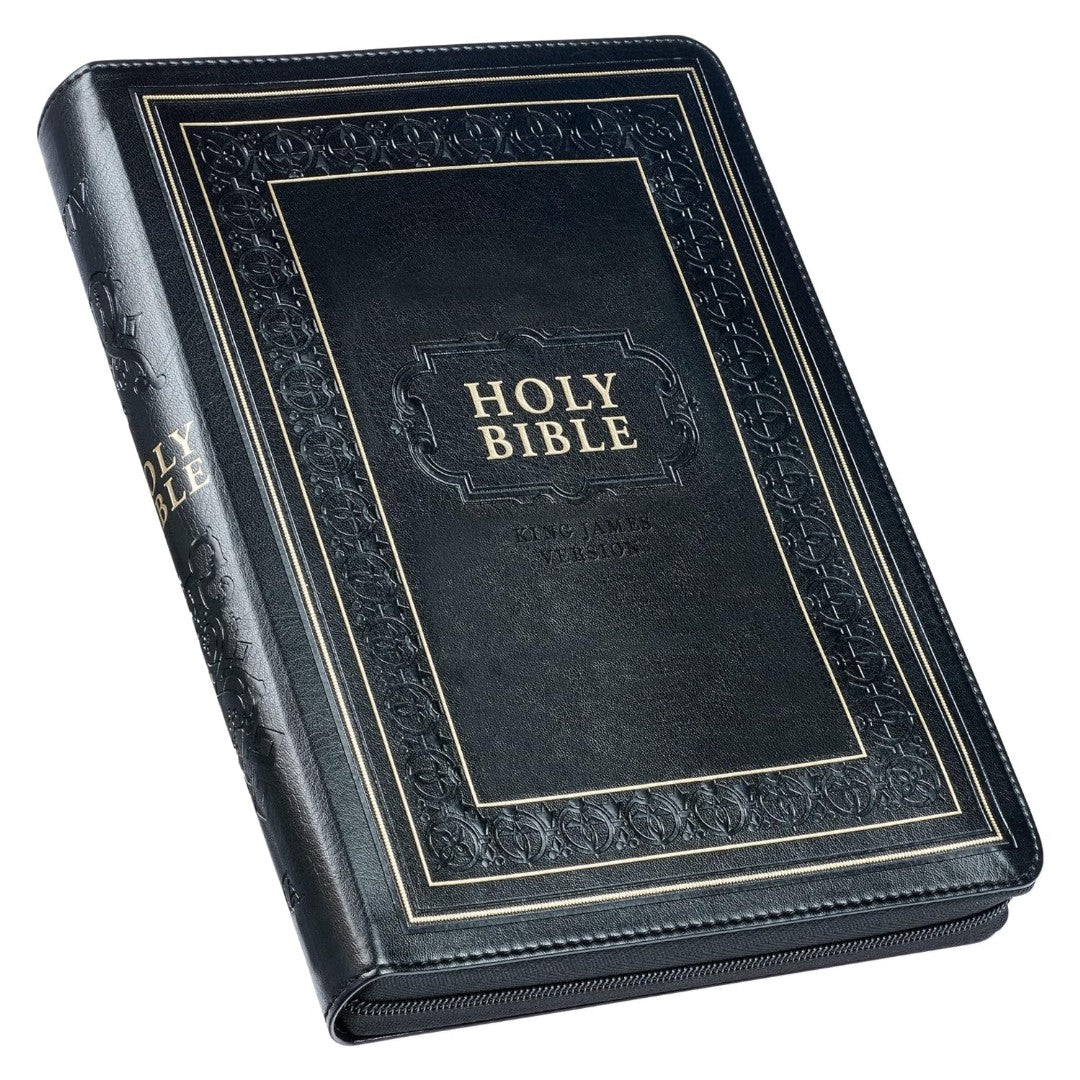 Black Framed Faux Leather Giant Print Full-Size KJV
