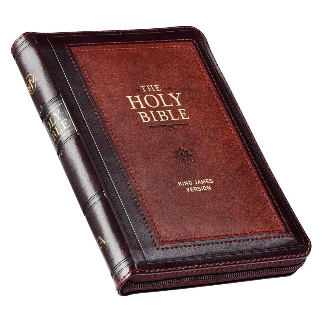 Burgundy And Saddle Tan Framed Faux Leather Compact KJV
