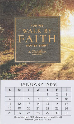 2026 Walk By Faith Mini Magnetic Calendar- 2 Corinthians 5:7
