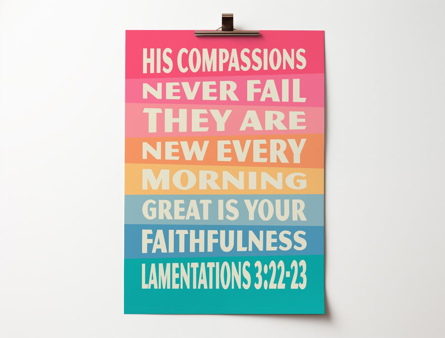 Great Is Thy Faithfulness Lamentations 3:22-23 A3 Poster - Re-vived