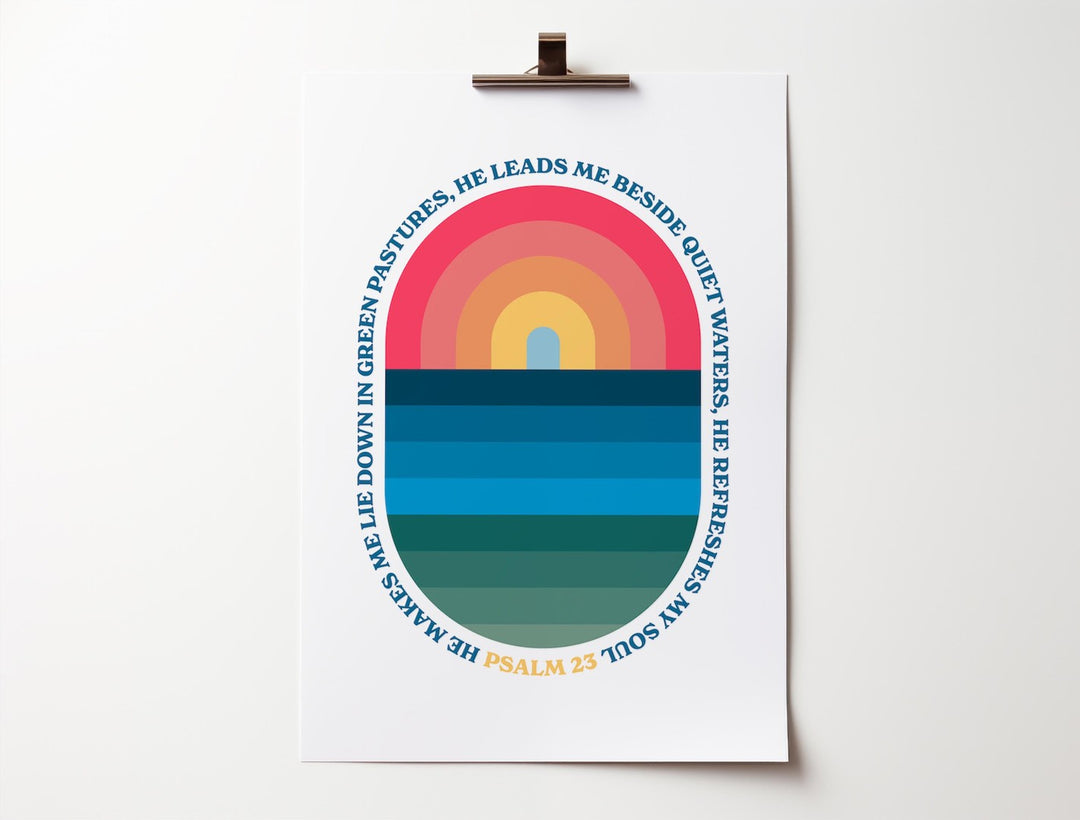 Psalm 23 (White Background) A3 Print