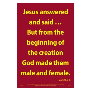 Waterproof Scripture Poster: Mark 10:5-6 - Re-vived