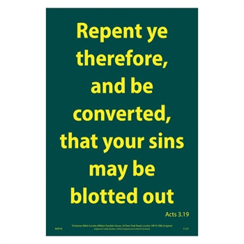 Waterproof Scripture Poster: Acts 3:19 - Re-vived